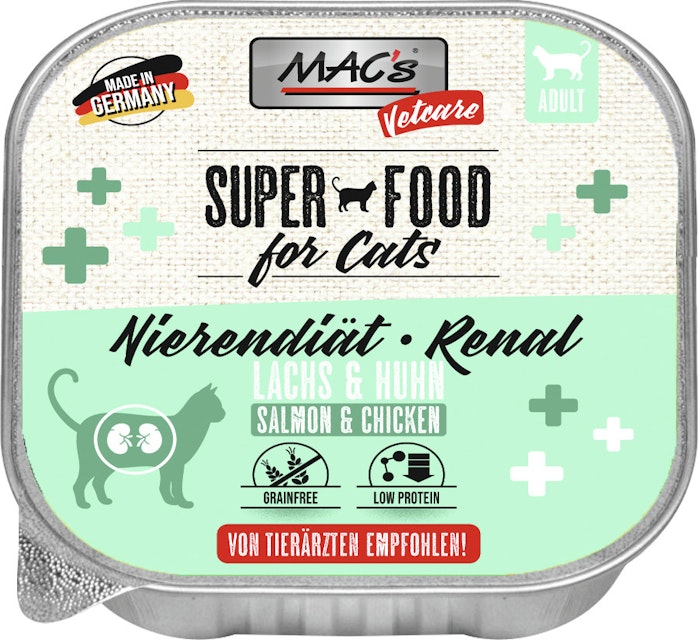 MAC's Cat Vetcare Diätnahrung 100g Schale Katzennassfutter 16 x 100 Gramm Nierendiät Lachs & Huhn Vorschaubild