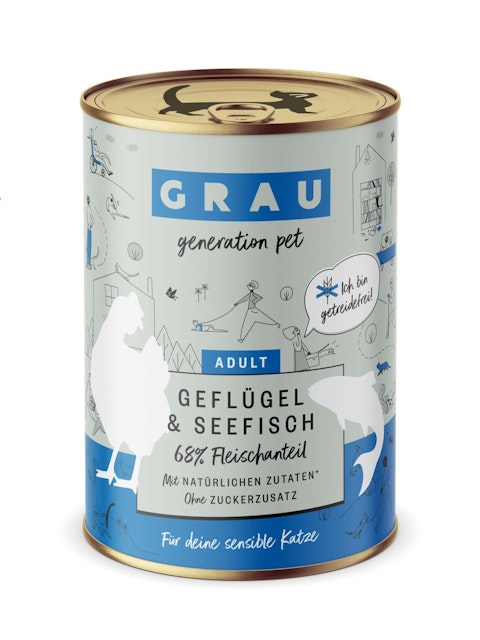 grau Katze 400 Gramm Katzennassfutter 6 x 400 Gramm Geflügel & SeefischVorschaubild