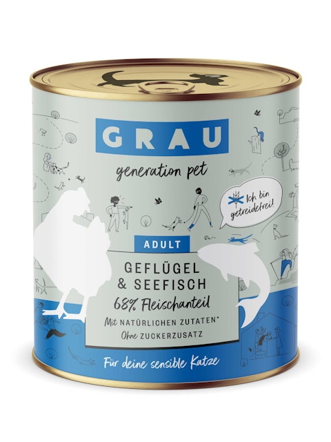 grau Katze 800 Gramm Katzennassfutter 6 x 800 Gramm Geflügel & SeefischVorschaubild