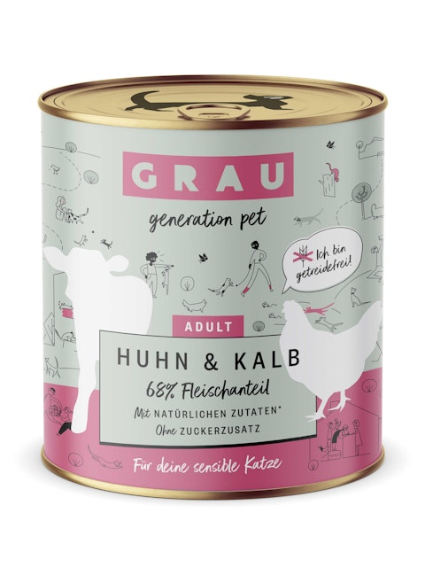 grau Katze 800 Gramm Katzennassfutter 6 x 800 Gramm Huhn & KalbVorschaubild