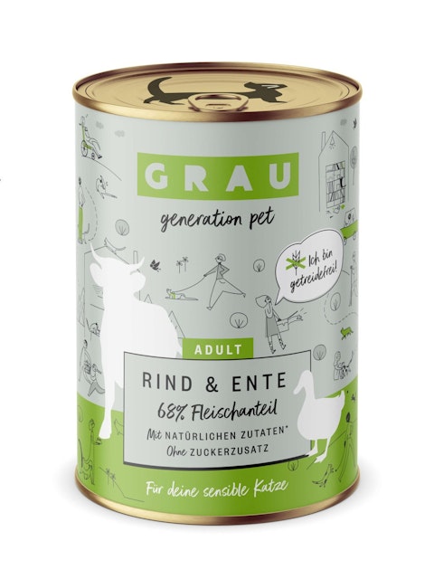 grau Katze 400 Gramm Katzennassfutter 6 x 400 Gramm Rind & EnteVorschaubild