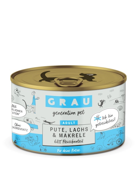 grau Katze 200 Gramm Katzennassfutter 6 x 200 Gramm Pute & Lachs & MakreleVorschaubild