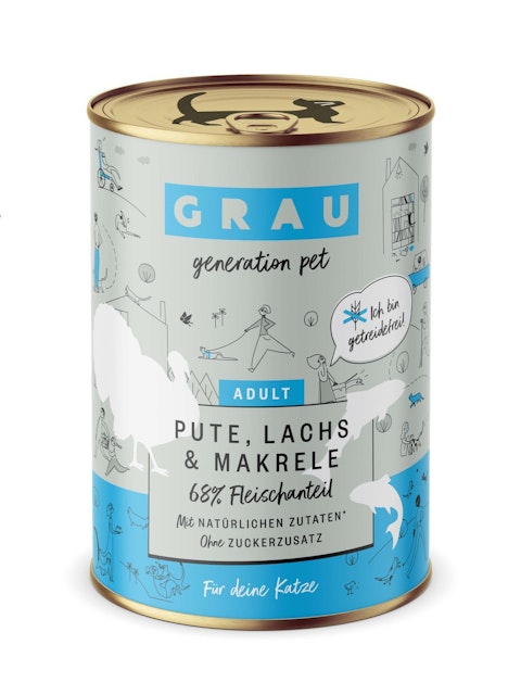 grau Katze 400 Gramm Katzennassfutter 6 x 400 Gramm Pute & Lachs & MakreleVorschaubild