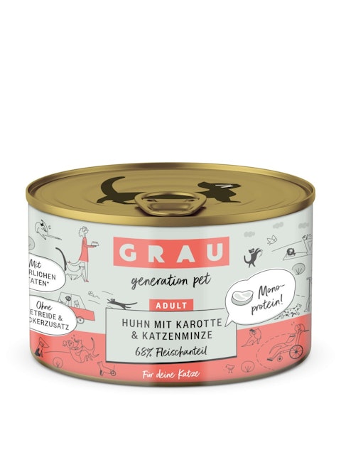 grau Katze 200 Gramm Katzennassfutter 6 x 200 Gramm Huhn & Karotte & KatzenminzeVorschaubild