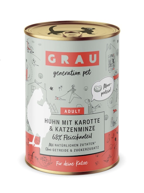 grau Katze 400 Gramm Katzennassfutter 6 x 400 Gramm Huhn & Karotte & KatzenminzeVorschaubild