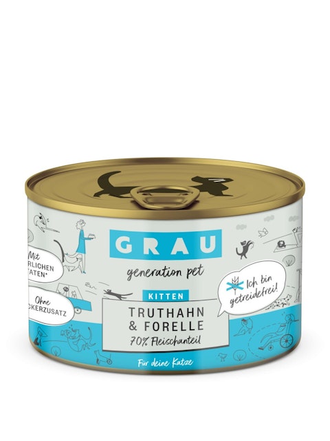 grau Katze 200 Gramm Katzennassfutter 6 x 200 Gramm Kitten Truthahn & ForelleVorschaubild