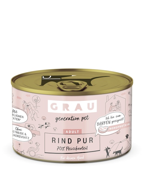 grau Hund 200 Gramm Hundenassfutter 6 x 200 Gramm Rind purVorschaubild