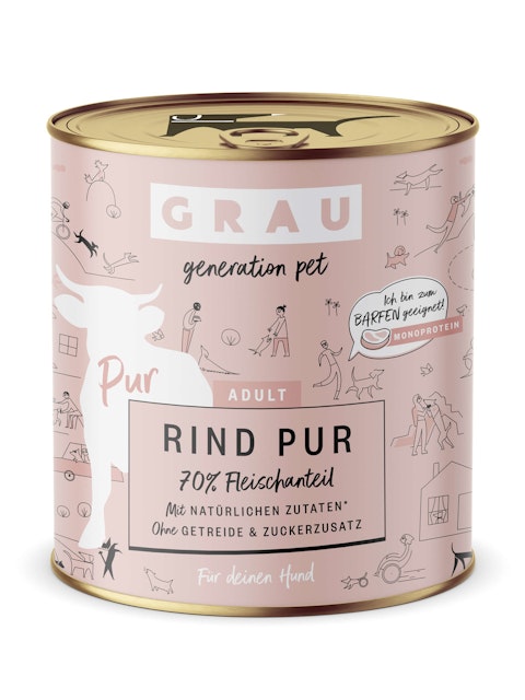 grau Hund 800 Gramm Hundenassfutter 6 x 800 Gramm Rind purVorschaubild