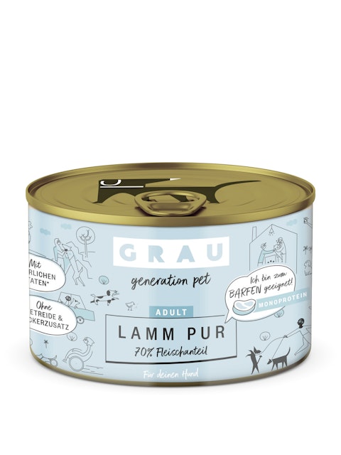 grau Hund 200 Gramm Hundenassfutter 6 x 200 Gramm Lamm purVorschaubild