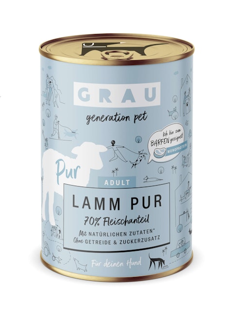 grau Hund 400 Gramm Hundenassfutter 6 x 400 Gramm Lamm PurVorschaubild