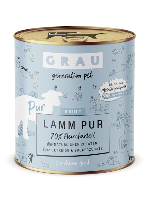 grau Hund 800 Gramm Hundenassfutter 6 x 800 Gramm Lamm purVorschaubild