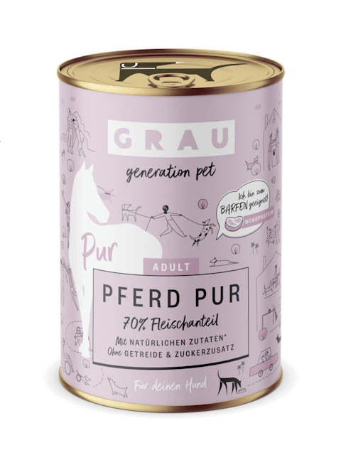 grau Hund 400 Gramm Hundenassfutter 6 x 400 Gramm Pferd purVorschaubild