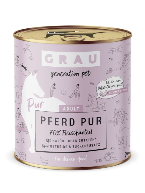 grau Hund 800 Gramm Hundenassfutter 6 x 800 Gramm Pferd purVorschaubild