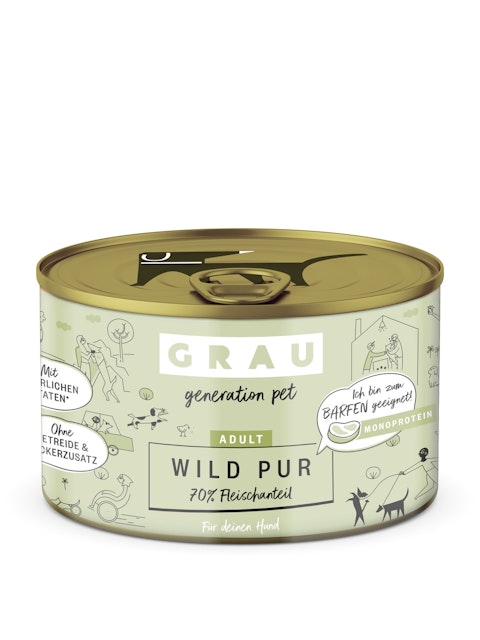 grau Hund 200 Gramm Hundenassfutter 6 x 200 Gramm Wild purVorschaubild