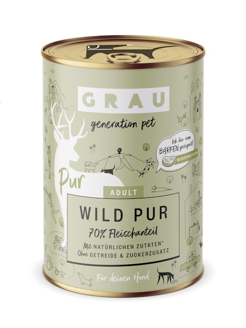 grau Hund 400 Gramm Hundenassfutter 6 x 400 Gramm Wild purVorschaubild