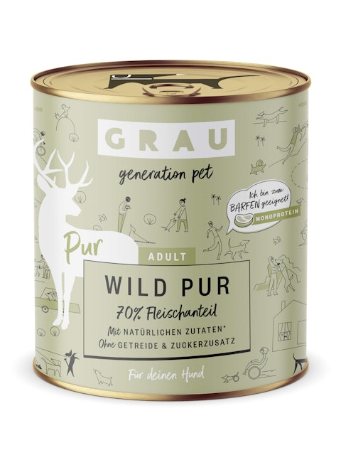 grau Hund 800 Gramm Hundenassfutter 6 x 800 Gramm Wild purVorschaubild