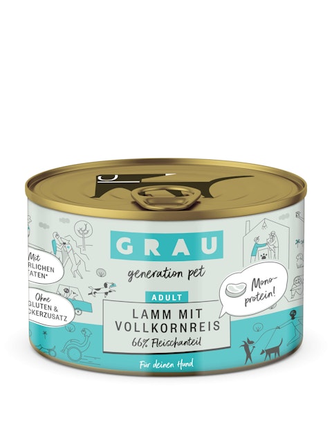 grau Hund 200 Gramm Hundenassfutter 6 x 200 Gramm Lamm mit VollkornreisVorschaubild