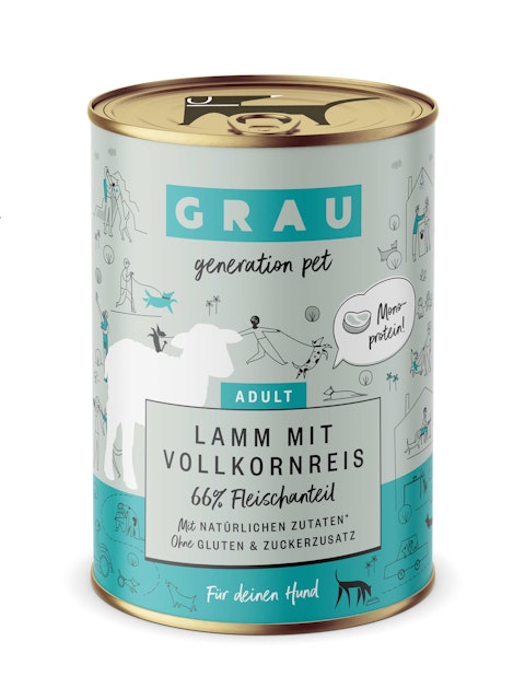 grau Hund 400 Gramm Hundenassfutter 6 x 400 Gramm Lamm mit VollkornreisVorschaubild