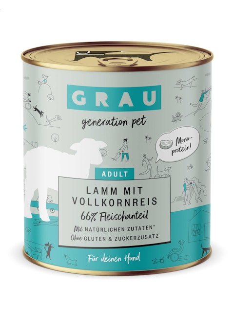 grau Hund 800 Gramm Hundenassfutter 6 x 800 Gramm Lamm mit VollkornreisVorschaubild