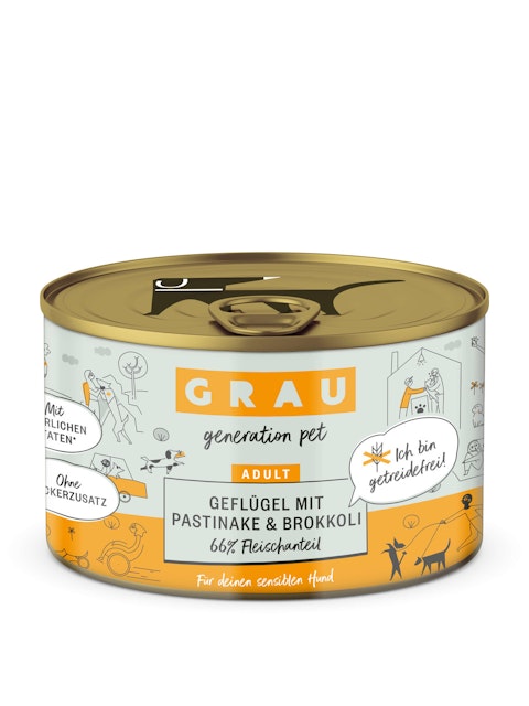 grau Hund 200 Gramm Hundenassfutter 6 x 200 Gramm Geflügel + Pastinake & BrokkoliVorschaubild