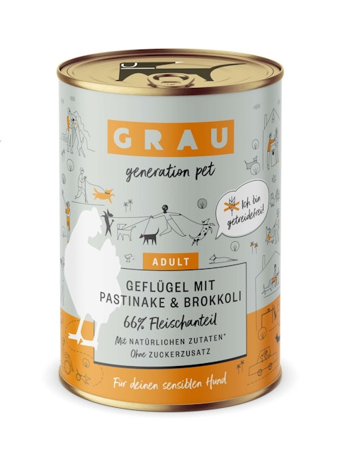 grau Hund 400 Gramm Hundenassfutter 6 x 400 Gramm Geflügel + Pastinake & BrokkoliVorschaubild