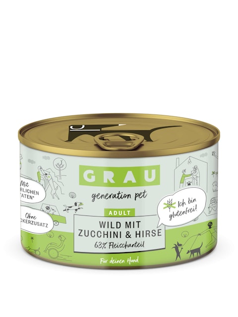 grau Hund 200 Gramm Hundenassfutter 6 x 200 Gramm Wild + Zucchini & HirseVorschaubild