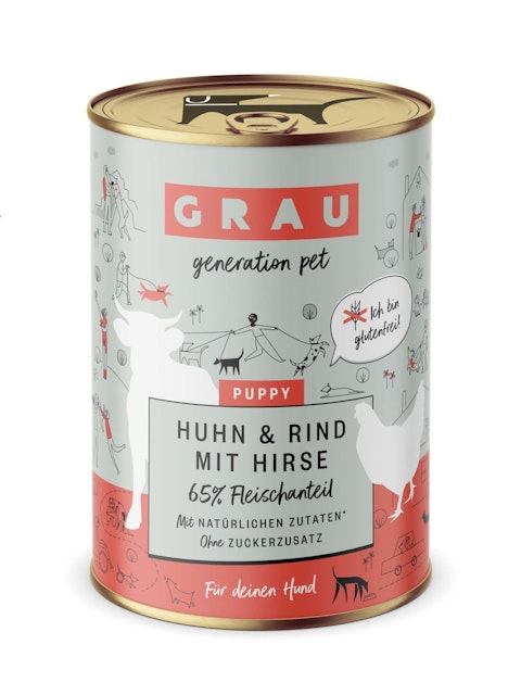 grau Hund 400 Gramm Hundenassfutter 6 x 400 Gramm Puppy/Junior mit HuhnVorschaubild