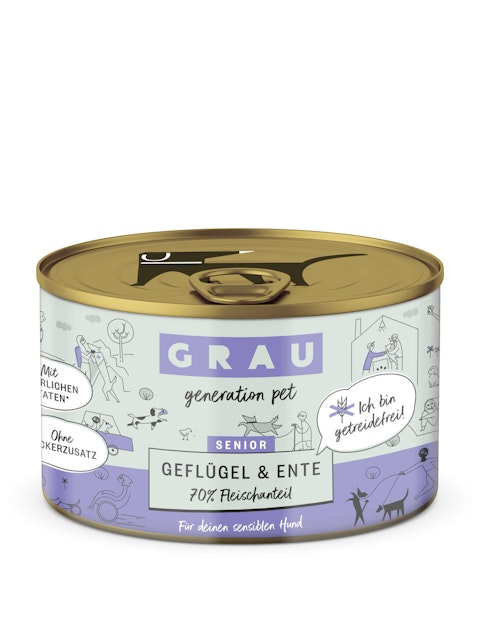 grau Hund 200 Gramm Hundenassfutter 6 x 200 Gramm Senior Geflügel & EnteVorschaubild