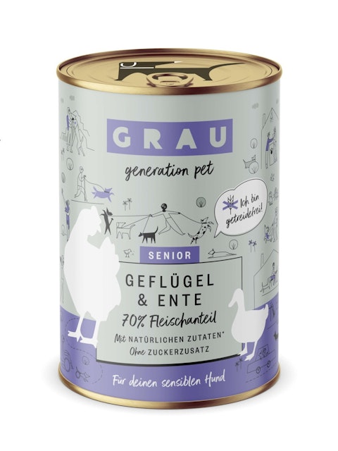 grau Hund 400 Gramm Hundenassfutter 6 x 400 Gramm Senior Geflügel & EnteVorschaubild