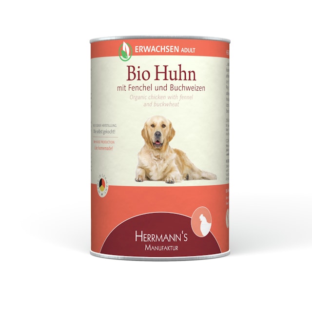 Herrmann's Selection Erwachsen 12x400g Dose Hundenassfutter Bio Huhn mit Fenchel, Zucchini & BuchweizenVorschaubild