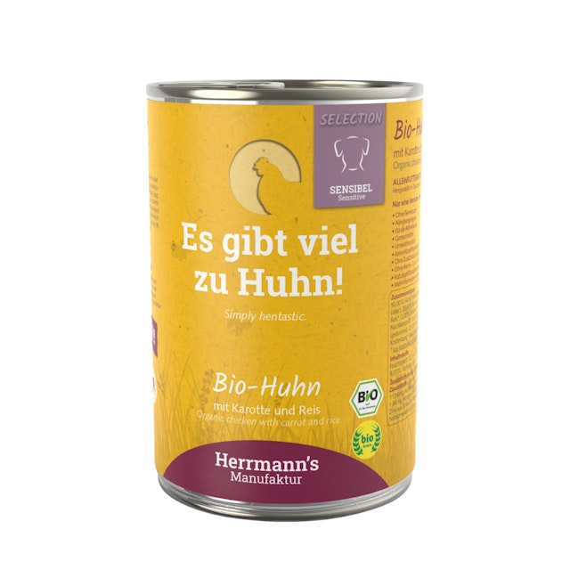 Herrmann's Selection Sensibel / Sensitiv 400g Dose Hundenassfutter 12 x 400g Bio Huhn mit Karotten, Reis & FenchelVorschaubild