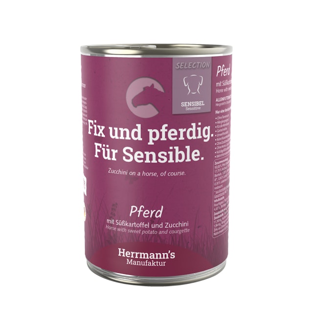 Herrmann's Selection Sensibel / Sensitiv 400g Dose Hundenassfutter 12 x 400g Pferd mit Süßkartoffeln, Zucchini & BorretschölVorschaubild