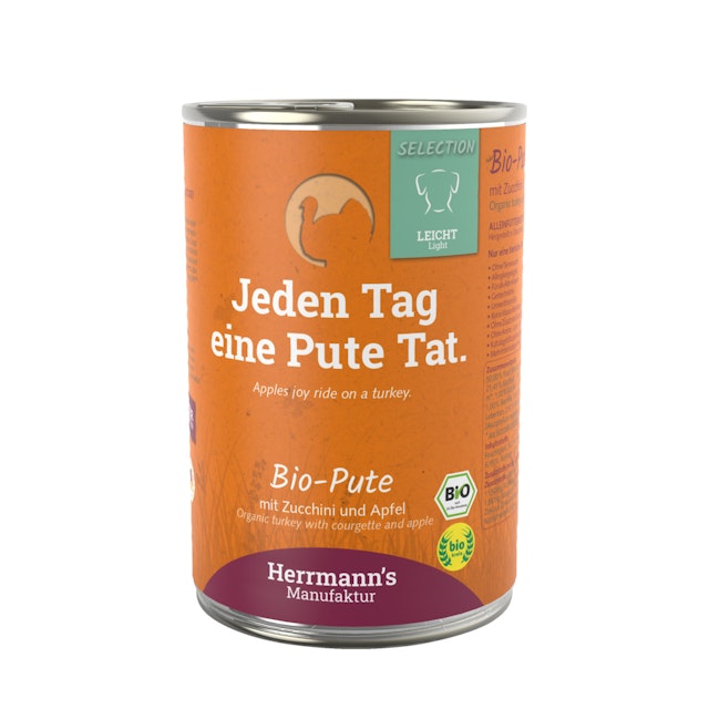 Herrmann's Selection Leicht 400g Dose Hundenassfutter 12 x 400g Bio Pute mit Zucchini & ApfelVorschaubild