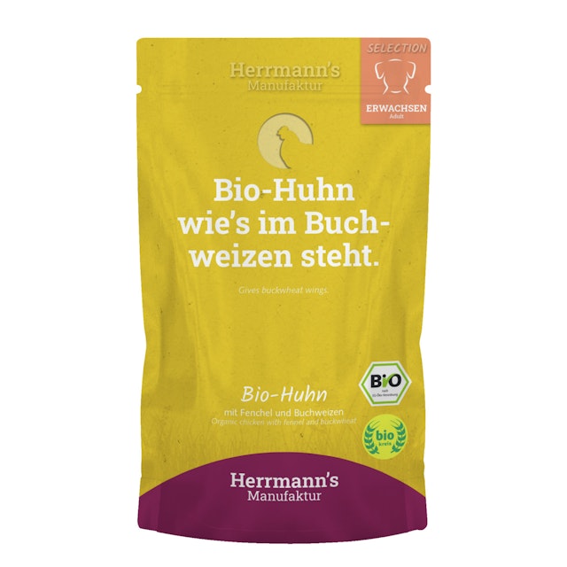 Herrmann's Selection Sensibel / Sensitiv 150g Beutel Hundenassfutter 15 x 150g Bio Huhn mit Karotte & ReisVorschaubild