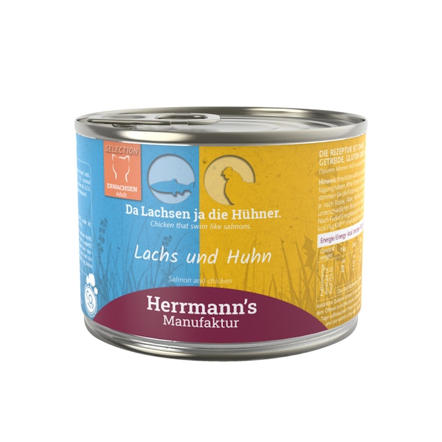 Herrmann's 200 Gramm Katzennassfutter 12 x 200 Gramm Lachs mit Huhn, Karotte & KokosflockenVorschaubild