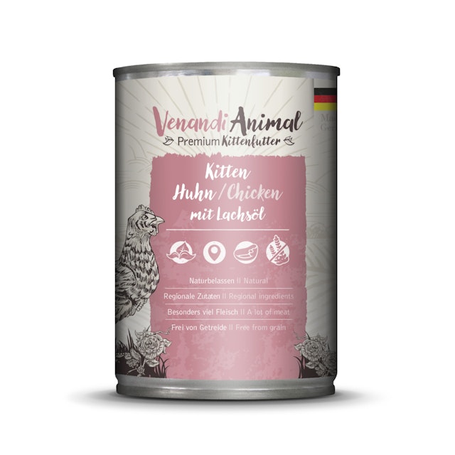 Venandi Animal 400 Gramm Katzennassfutter 6 x 400 Gramm Kitten Huhn mit LachsölVorschaubild