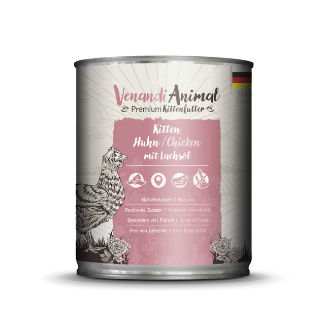 Venandi Animal 800 Gramm Katzennassfutter 6 x 800 Gramm Kitten Huhn mit LachsölVorschaubild