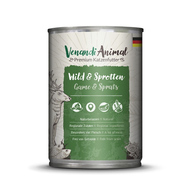 Venandi Animal 400 Gramm Katzennassfutter 6 x 400 Gramm Wild & SprottenVorschaubild