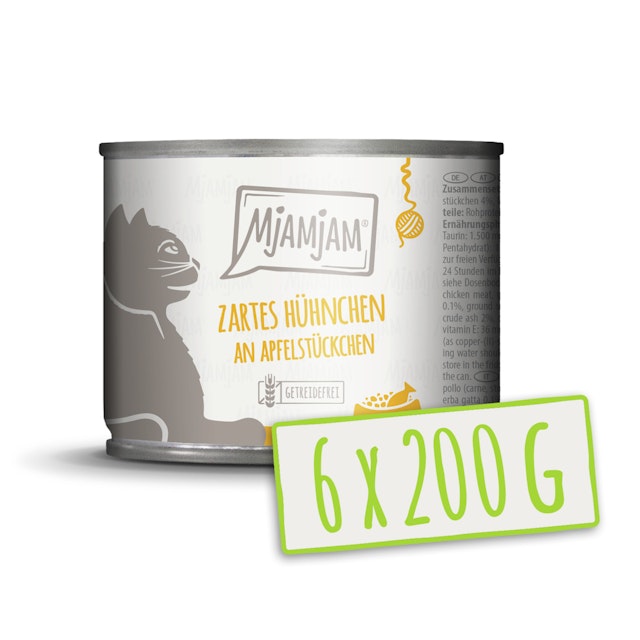 MJAMJAM 200 Gramm Katzennassfutter 6 x 200 Gramm zartes Hühnchen mit ApfelstückchenVorschaubild