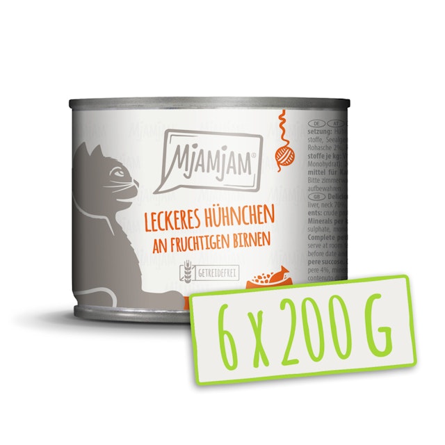 MJAMJAM 200 Gramm Katzennassfutter 6 x 200 Gramm leckeres Hühnchen mit BirnenVorschaubild