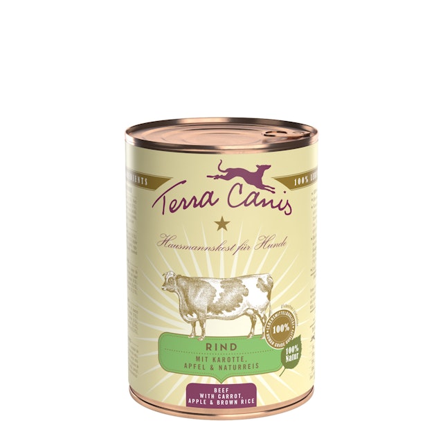 Terra Canis Classic 400g Dose Hundenassfutter Sparpaket 12 x 400 Gramm Rind mit Karotte, Apfel & NaturreisVorschaubild