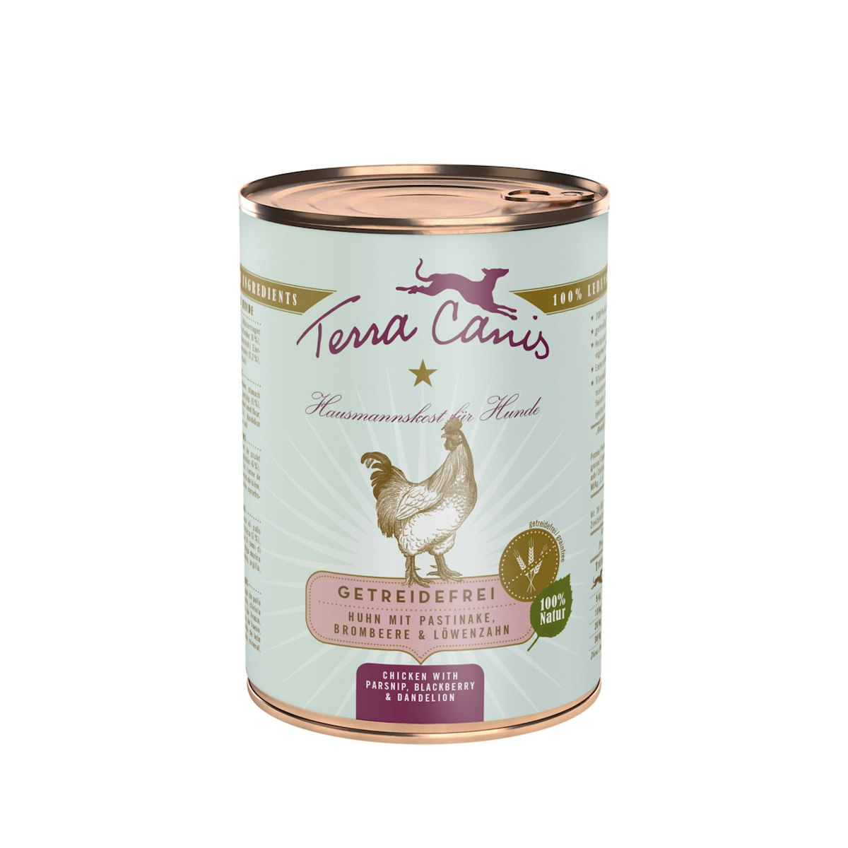 Terra Canis Getreidefrei 400g Dose Hundenassfutter 6 x 400 Gramm Huhn mit Pastinaken, Brombeeren & Löwenzahn