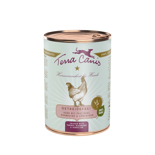 Terra Canis Getreidefrei 400g Dose Hundenassfutter 6 x 400 Gramm Huhn mit Pastinaken, Brombeeren & LöwenzahnVorschaubild