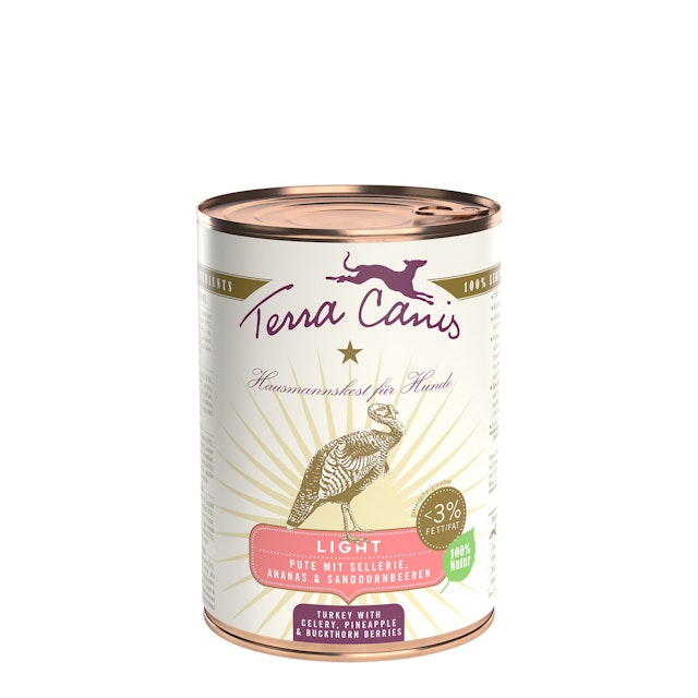 Terra Canis Light 400g Dose Hundenassfutter 6 x 400 Gramm Pute mit Sellerie, Ananas & SanddornbeerenVorschaubild