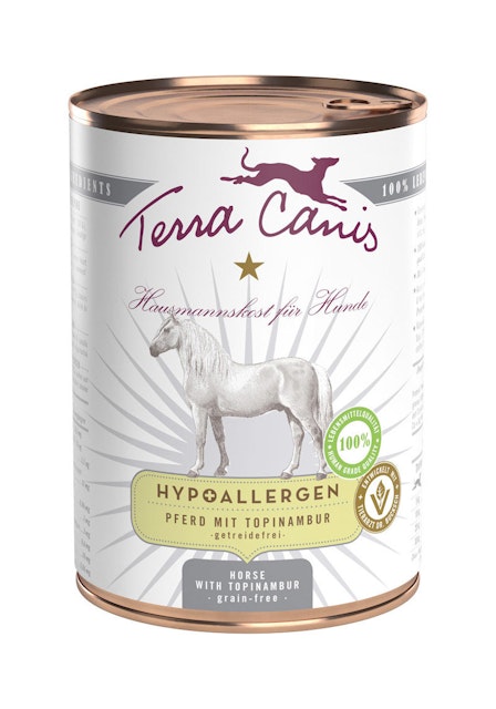 Terra Canis Hypoallergen 400 Gramm Dose Hundenassfutter 6 x 400 Gramm Pferd & TopinamburVorschaubild