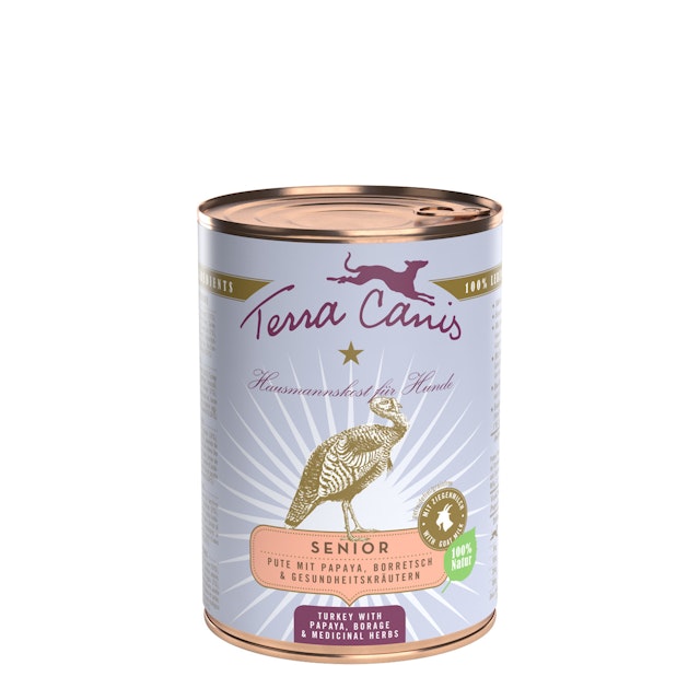 Terra Canis Senior 400g Dose Hundenassfutter 6 x 400 Gramm Pute, Papaya, Borretsch & GesundheitskräuterVorschaubild