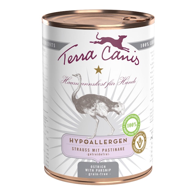 Terra Canis Hypoallergen 400 Gramm Dose Hundenassfutter 6 x 400 GrammStrauß & PastinakeVorschaubild