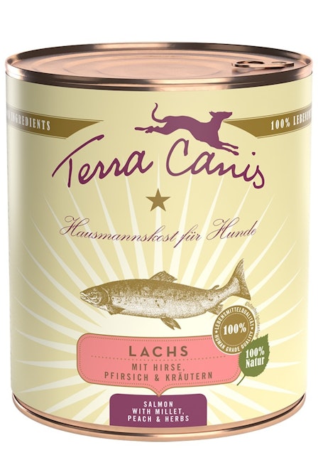 Terra Canis Classic 800g Dose Hundenassfutter 6 x 800 Gramm Lachs mit Hirse, Pfirsich & KräuterVorschaubild