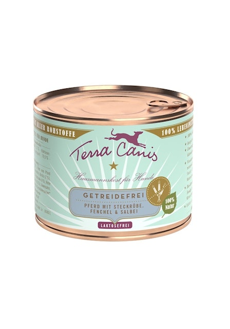 Terra Canis Getreidefrei 200g Dose Hundenassfutter 12 x 200 Gramm Pferd mit Steckrübe, Fenchel & SalbeiVorschaubild