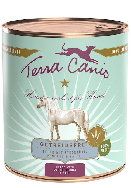 Terra Canis Getreidefrei 800g Dose Hundenassfutter 6 x 800 Gramm Pferd mit Steckrübe, Fenchel & SalbeiVorschaubild